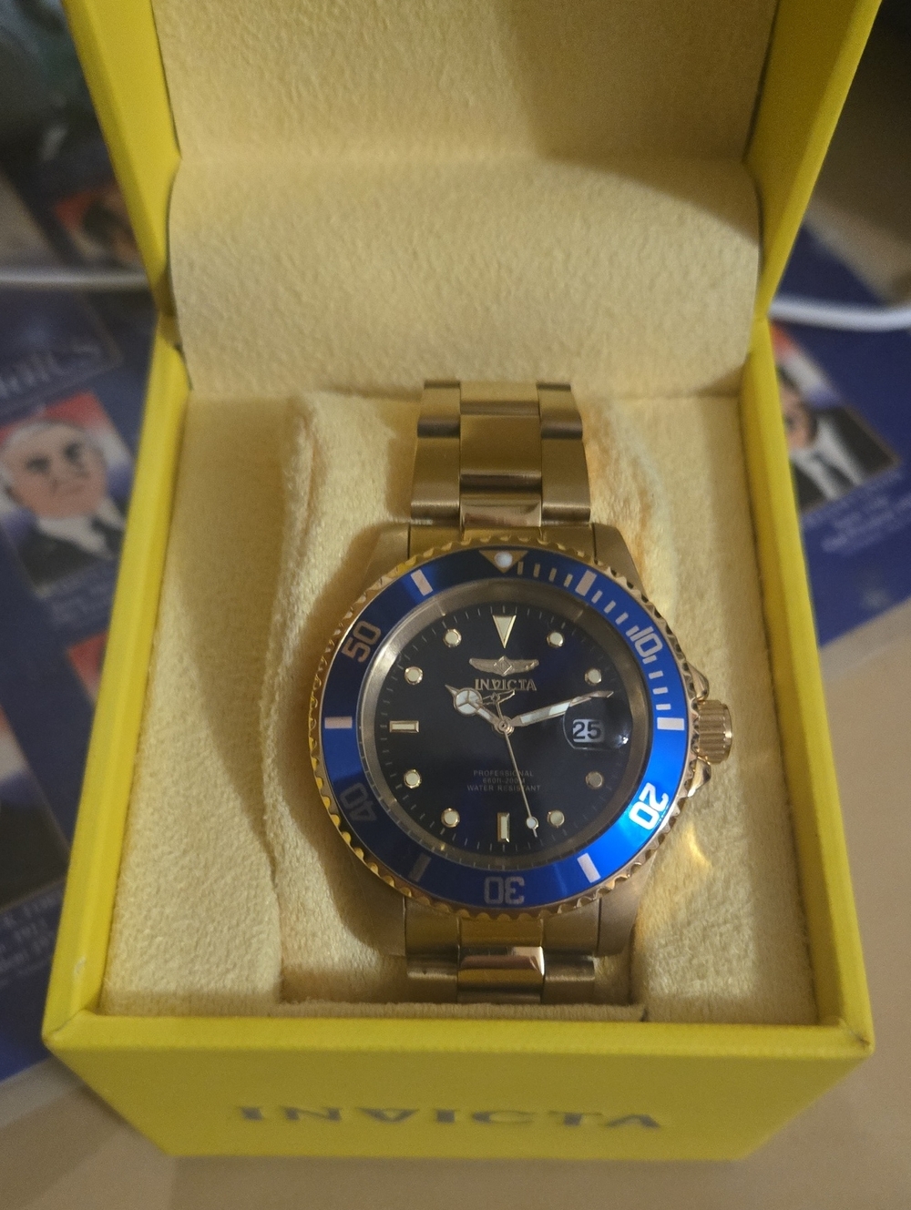 Invicta Gold and Blue Men's Gold  Bracelet Watch